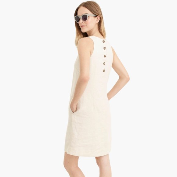 J. Crew Linen Button-back Shift Dress - Picture 1 of 6